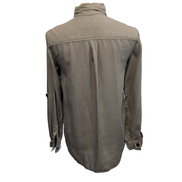 Chemise femme S marron clair 100% coton fluide 2 poches manches retroussables