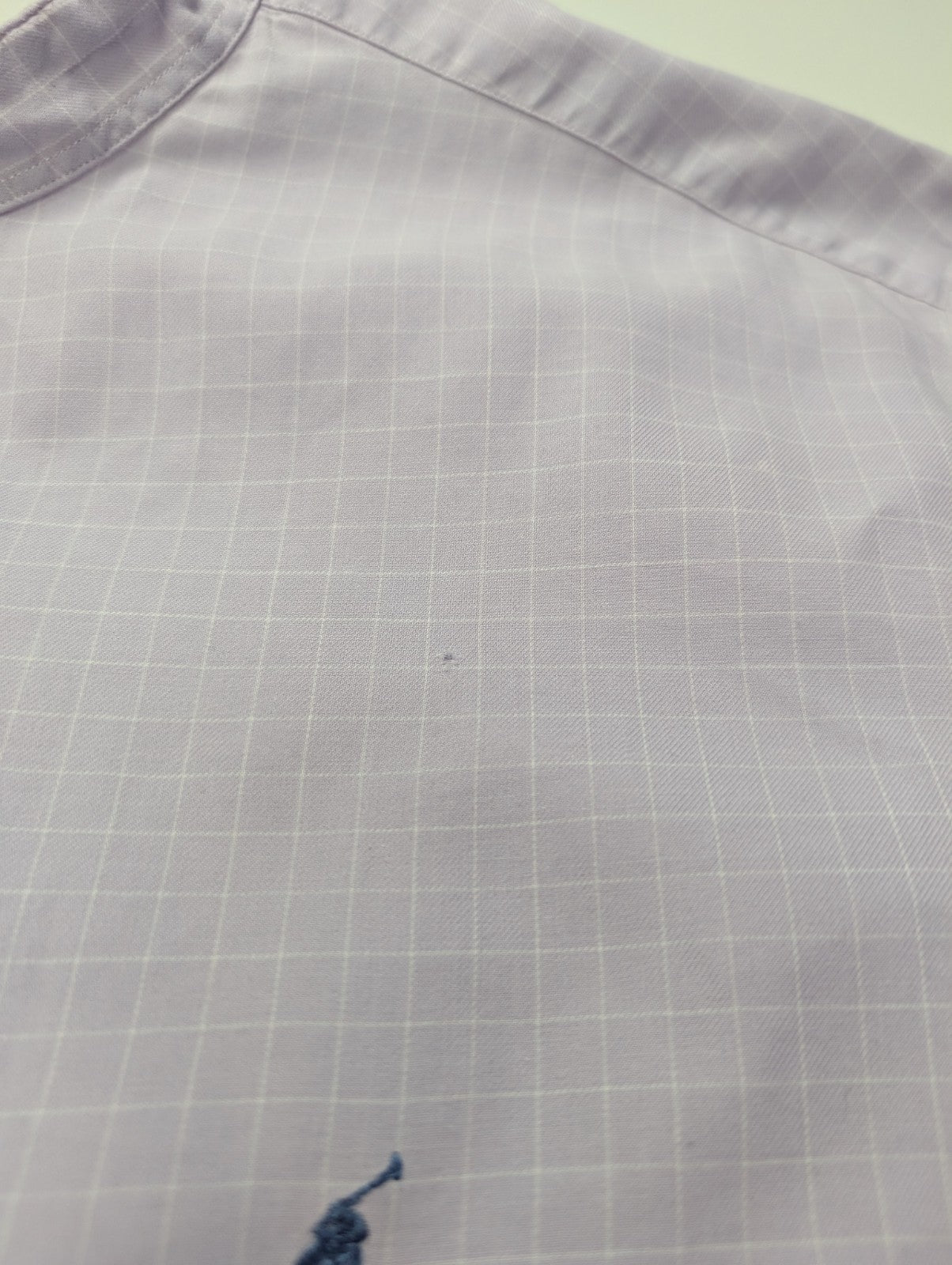 Chemise Polo Ralph Lauren Shirt L XL Andrew Lila Micro-Carreaux Col Mao Officier