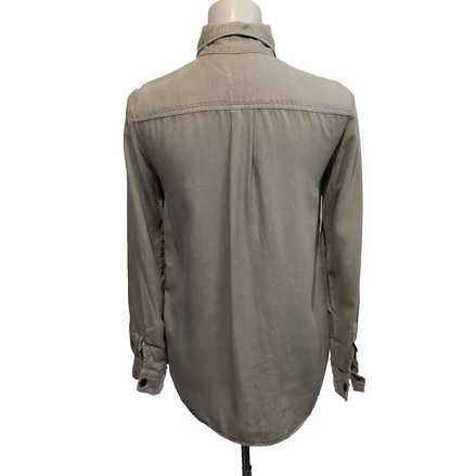 Chemise femme XS marron clair 100% coton fluide 2 poches manches retroussables