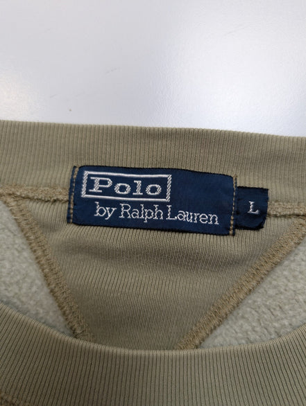 Sweat Polo Ralph Lauren L XL Vert Kaki Logo Cavalier Col Rond Poche Kangourou