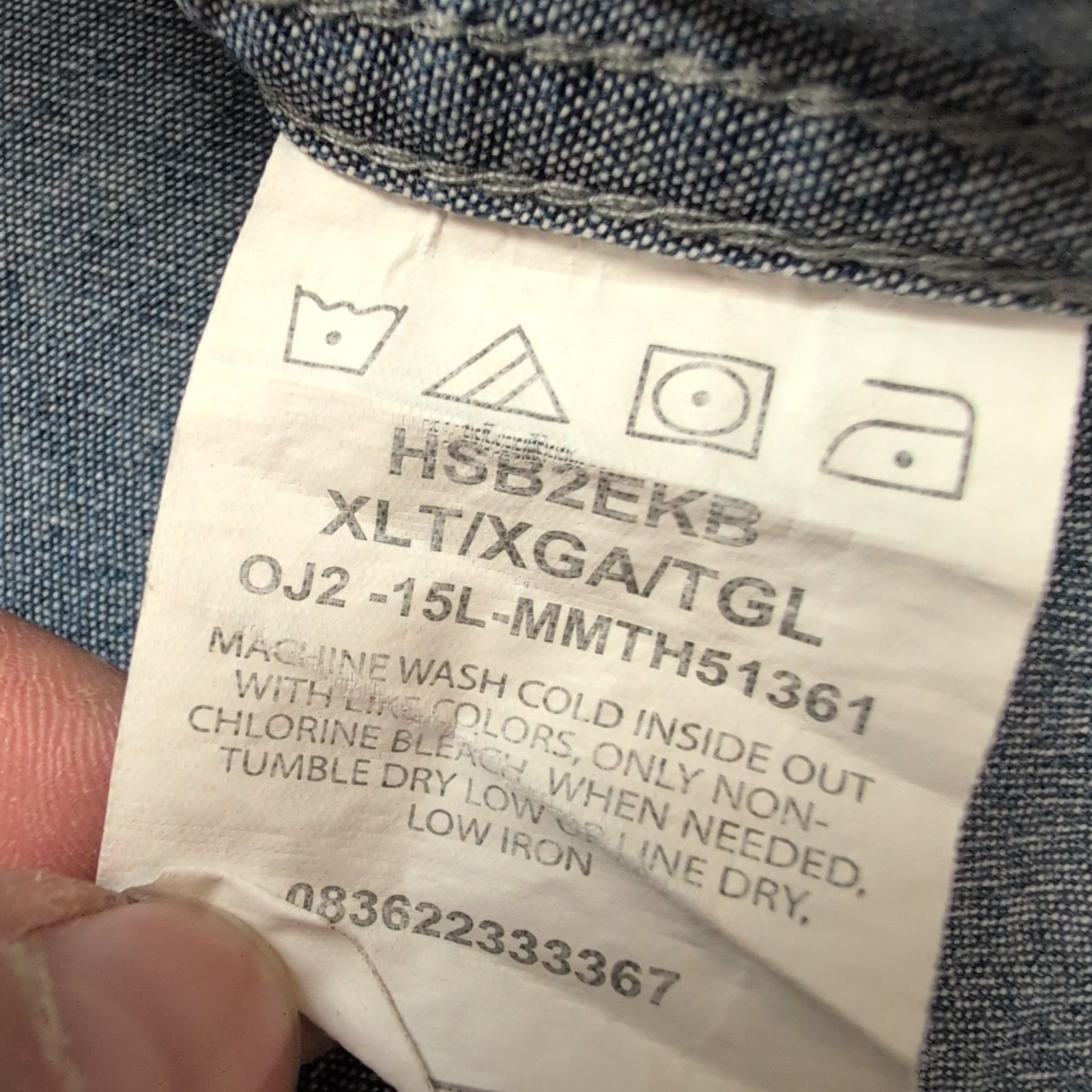 Chemise Wrangler Bleu Effet Jean Manches Courtes 2 Poches Rabat Taille XL