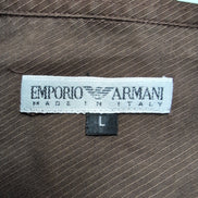 Chemise EMPORIO ARMANI L Marron Made in Italy Logo Brodé Manches Courtes