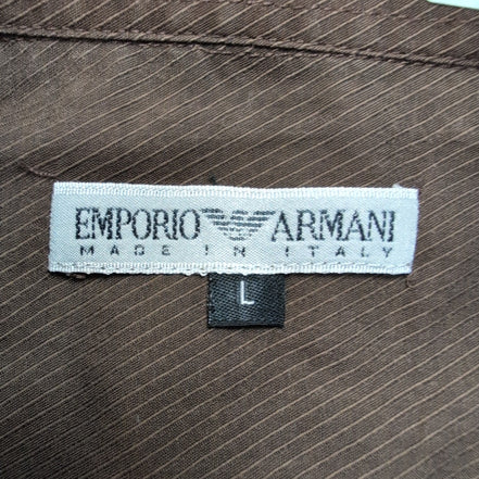 Chemise EMPORIO ARMANI L Marron Made in Italy Logo Brodé Manches Courtes