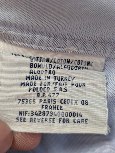 Chemise Polo Ralph Lauren bleue ciel logo marron taille XL #2517