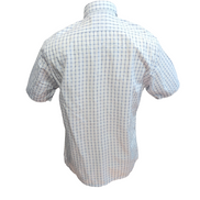 Chemise YVES SAINT LAURENT M Blanche Carreaux Bleus Gaufrés 100% Coton