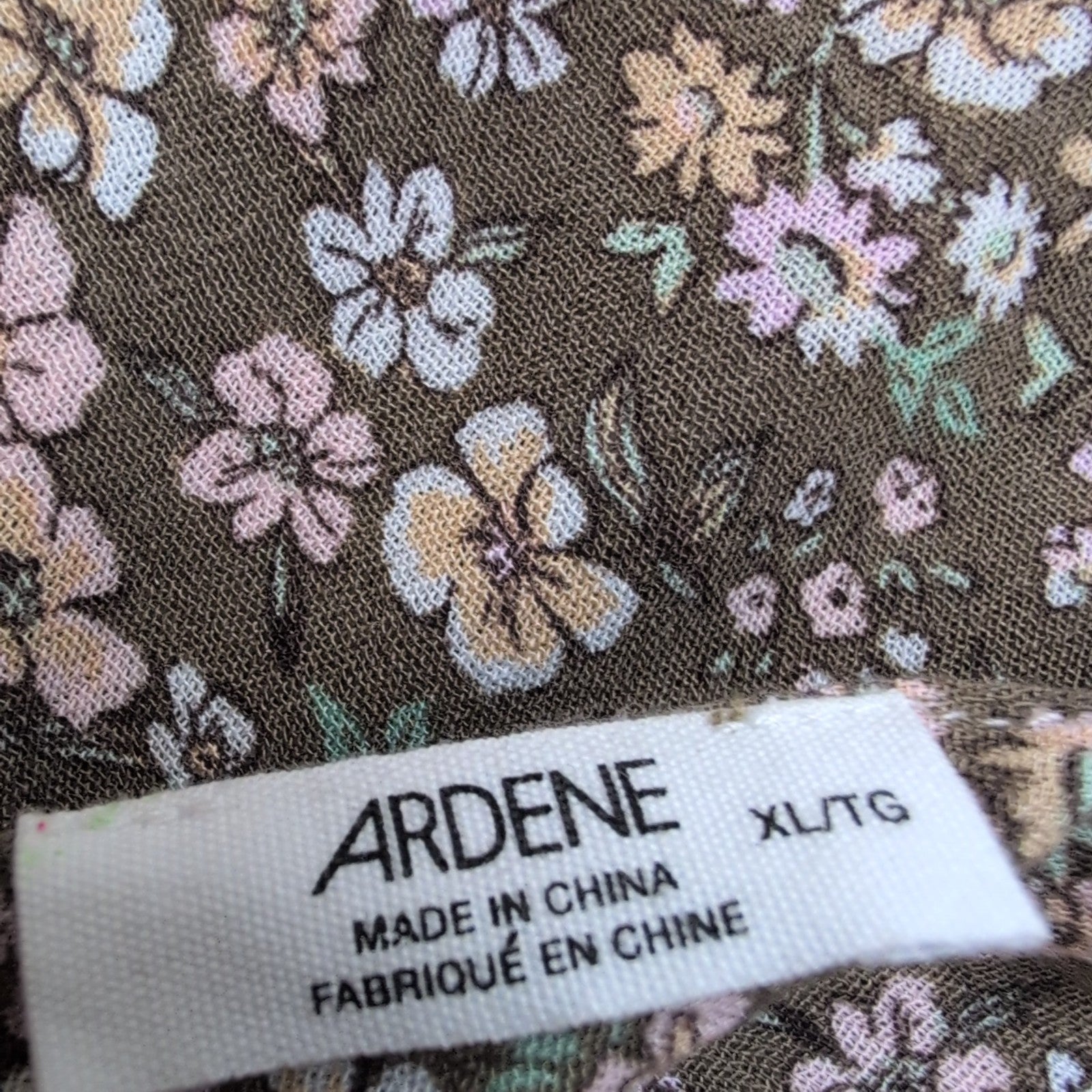 Haut Femme Ardene Taille XL Kaki Fleuri Bretelles Réglables Neuf Étiquette
