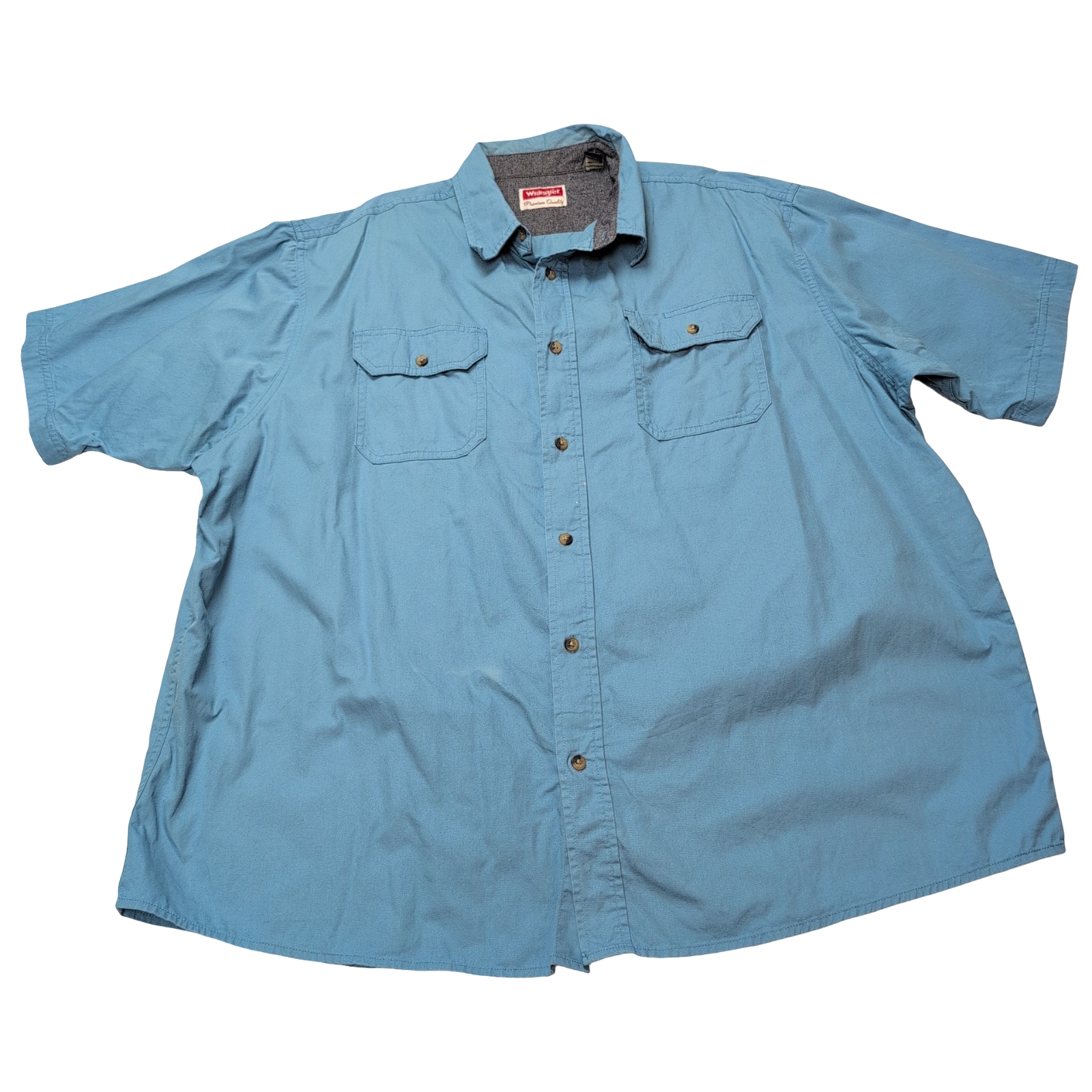 Chemise Wrangler bleu / vert uni 2 poches manches courtes taille XXL homme