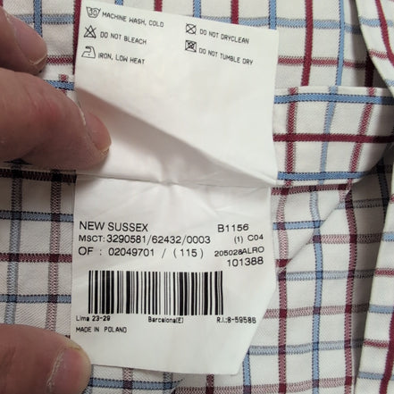 Chemise BURBERRY Taille 4 L Bleu Blanc Rouge Carreaux 100% Coton Logo Bleu