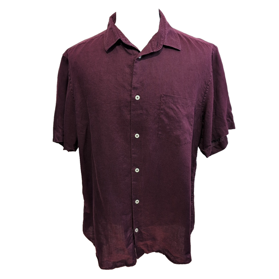 Chemise H&M 100% Lin Bordeaux Manches Longues Taille XL