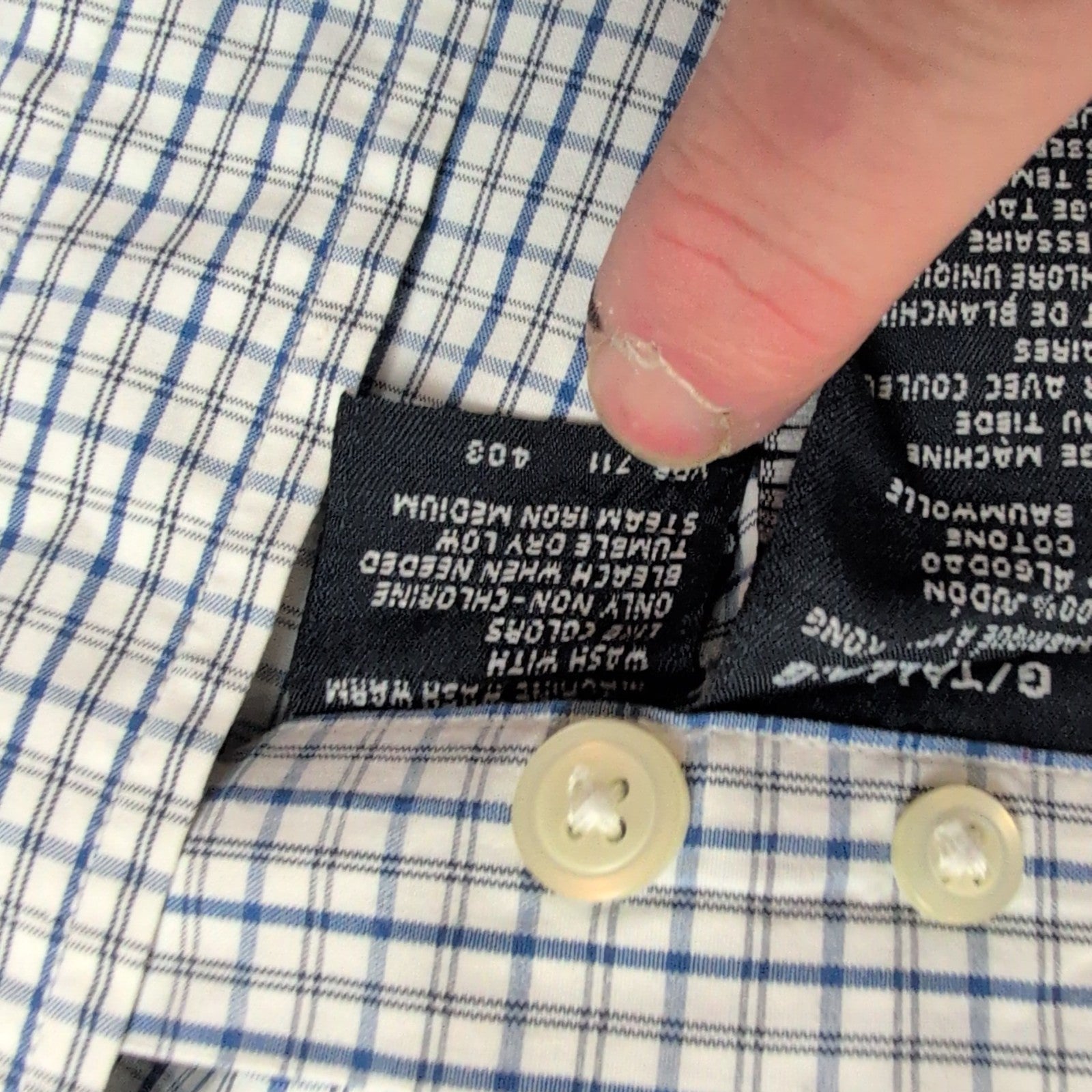 Chemise Nautica bleue à carreaux manches longues 1 poche L