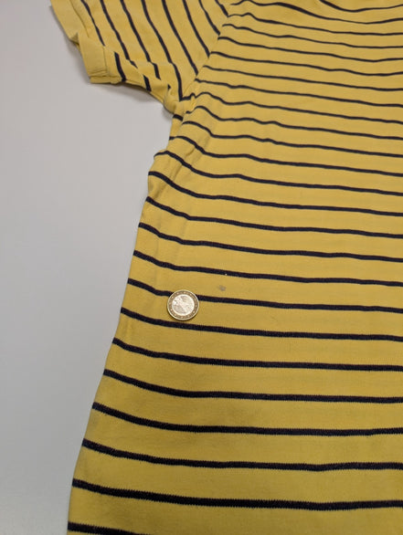 Polo manches courtes Polo Ralph Lauren M jaune rayures marine logo rouge coton
