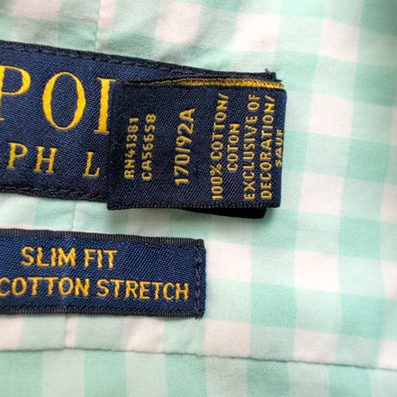 Chemise Polo Ralph Lauren Taille S Slim Fit Stretch Verte à Carreaux Coton
