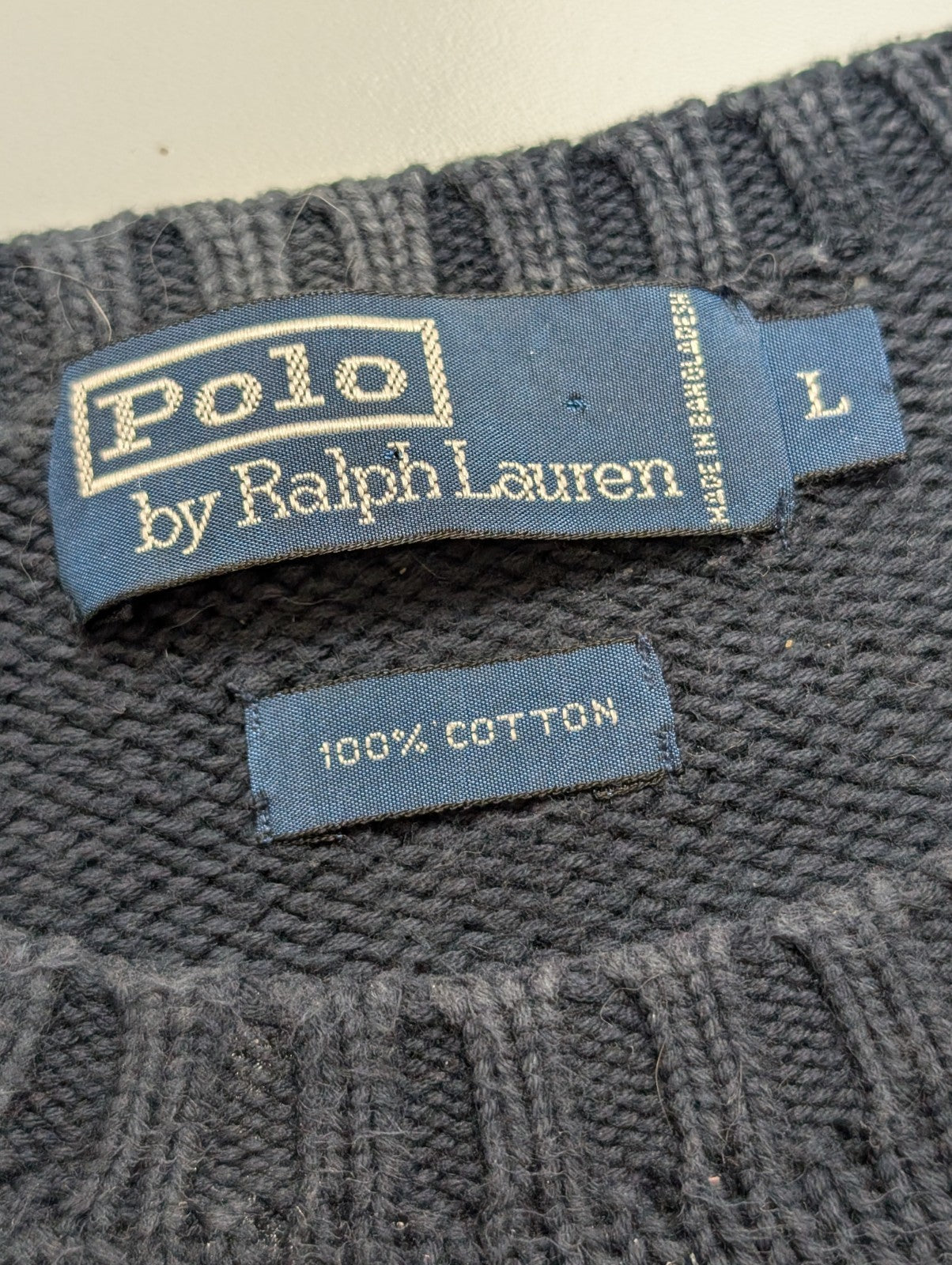 ➜ Pull POLO Ralph Lauren Maille Dense Bleu Marine Col Rond - Taille L
