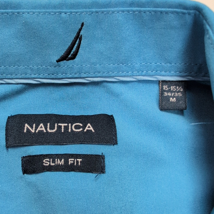 Nautica chemise fluide bleu ciel unie slim fit stretch taille M L
