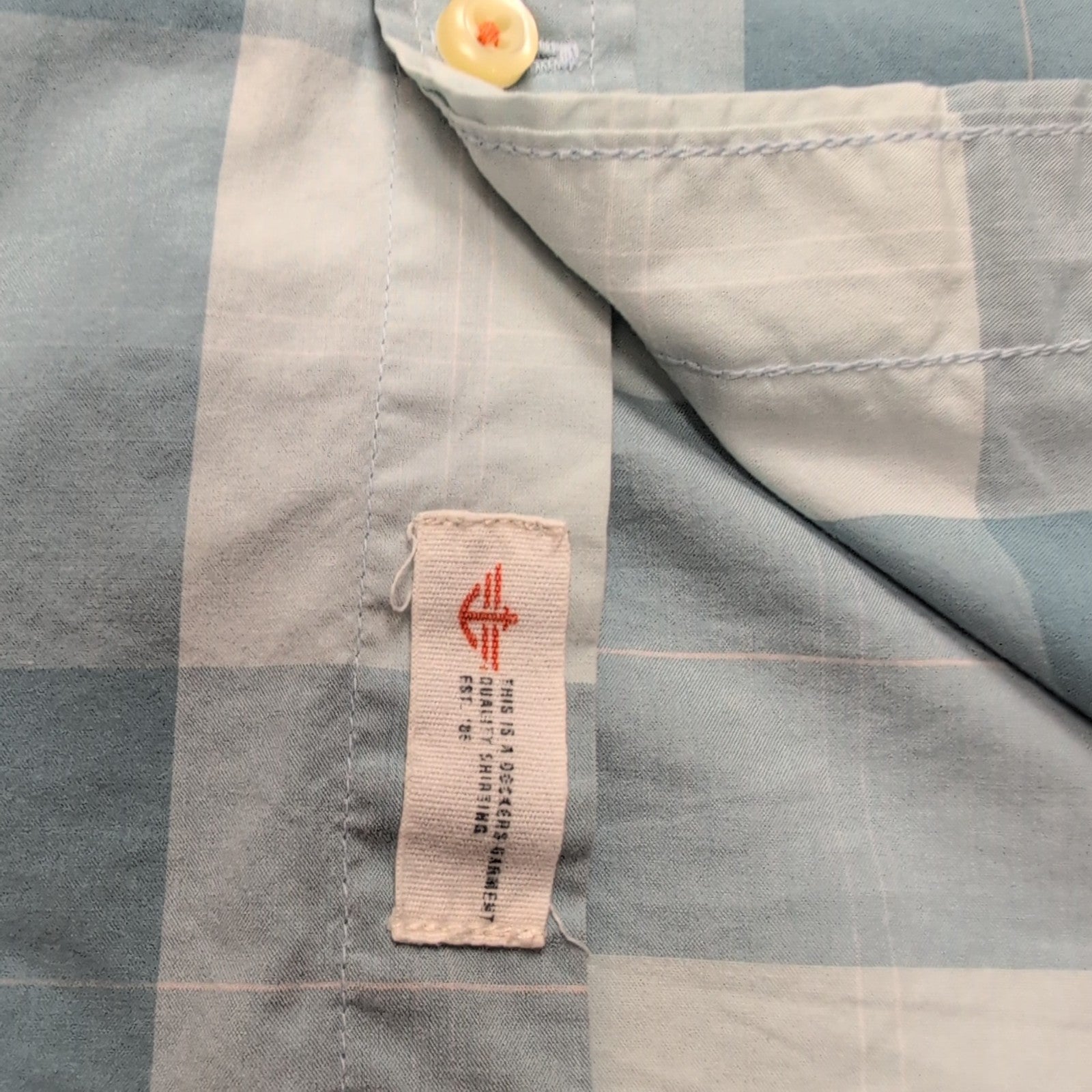Chemise Dockers bleu carreaux poche logo manches courtes M