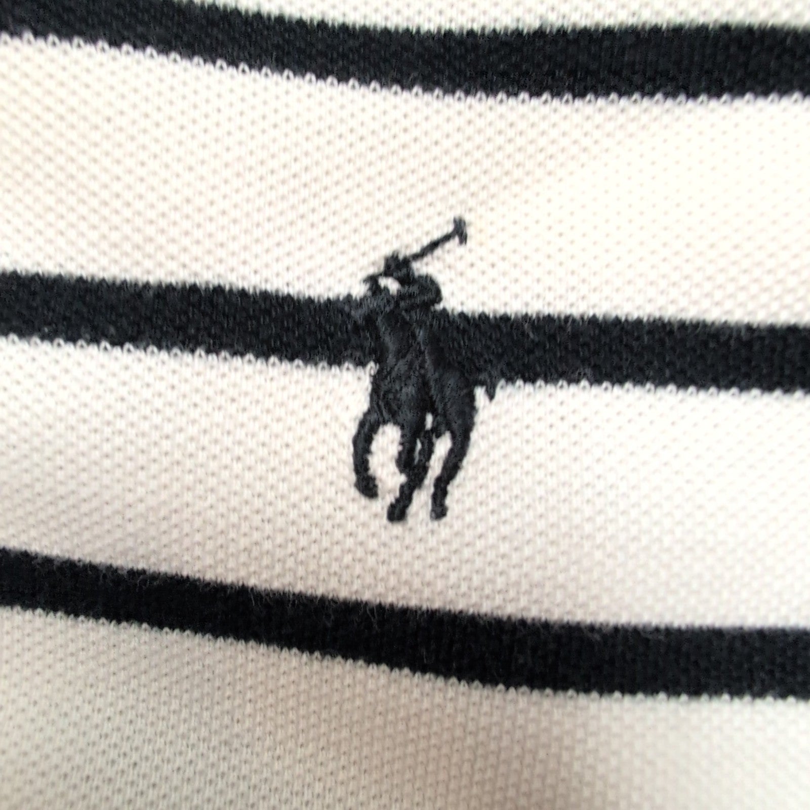 Polo Ralph Lauren Homme M Blanc Rayures Noires Logo Noir Polo Manches Courtes