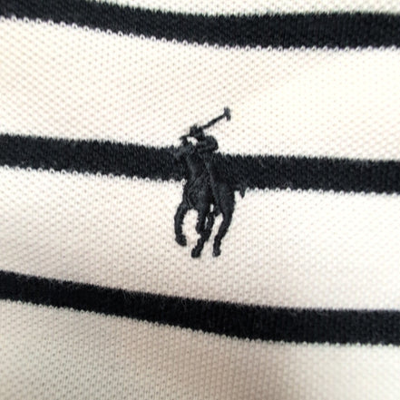 Polo Ralph Lauren Homme M Blanc Rayures Noires Logo Noir Polo Manches Courtes