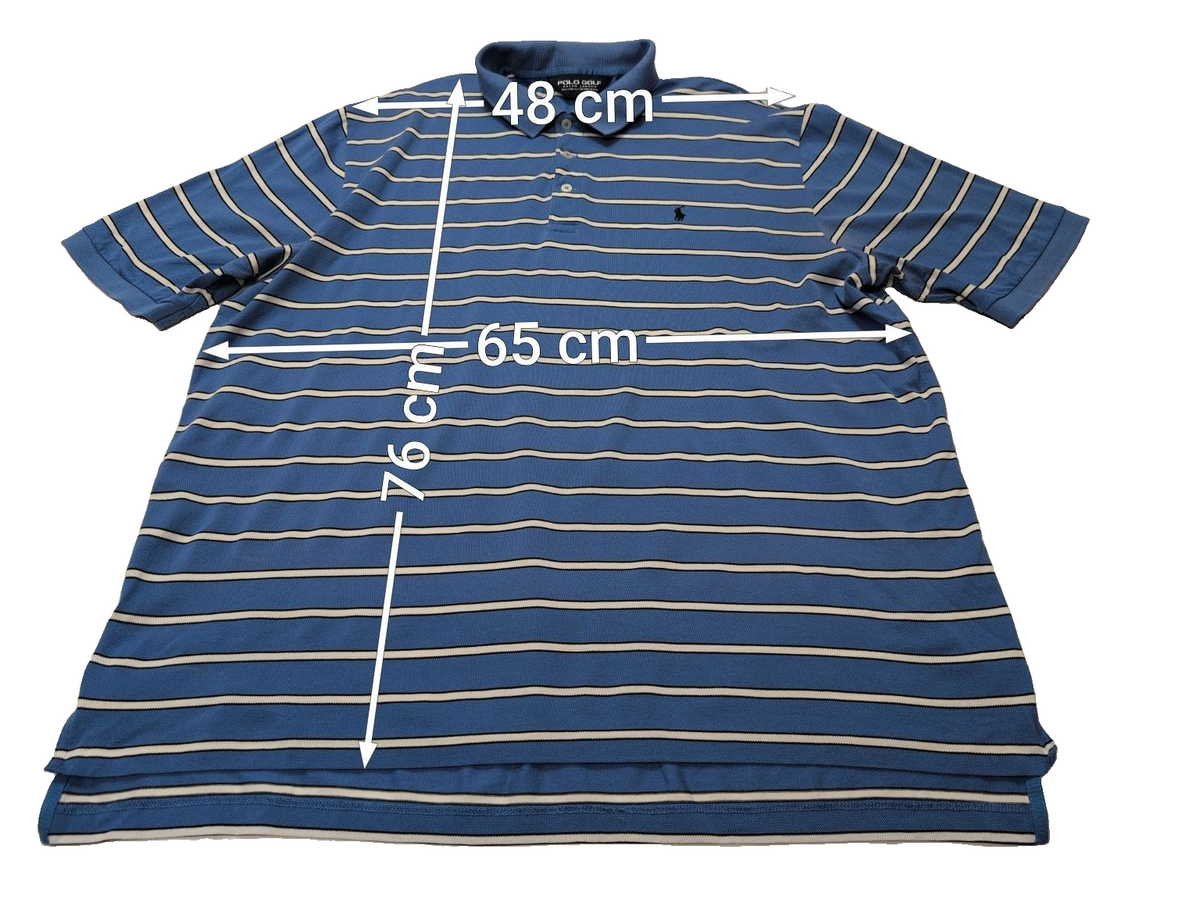 Polo manches courtes Polo Golf Ralph Lauren XL bleu rayures coton Pima