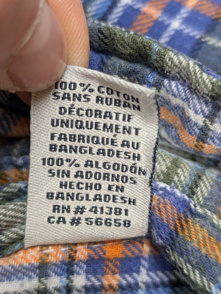 🔥 CHEMISE FLANELLE CHAPS XL (TG) CARREAUX KAKI BLEU ORANGE LOGO BRODÉ