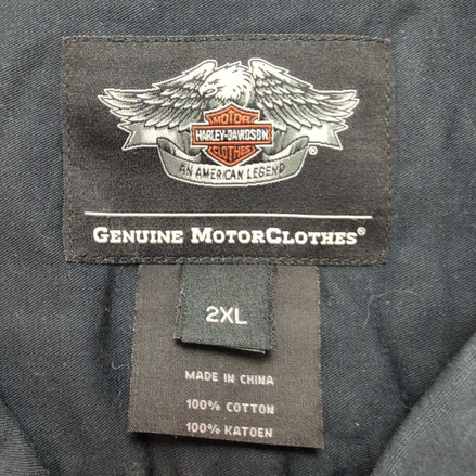 Chemise Harley Davidson 2XL Noire Tête de Mort Flammes Brodée USA