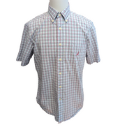 Chemise Nautica M Bleu Carreaux Rouge Noir Coton Logo Brodé Manches Courtes
