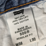 Jean Levi's 505 Regular Fit Vintage Homme W38 L30 Bleu Ciel Denim Light Wash