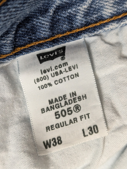 Jean Levi's 505 Regular Fit Vintage Homme W38 L30 Bleu Ciel Denim Light Wash