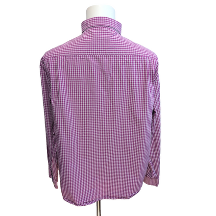 Chemise Nautica XL Rose Fuchsia Carreaux Classic Fit 100% Coton Logo Brodé