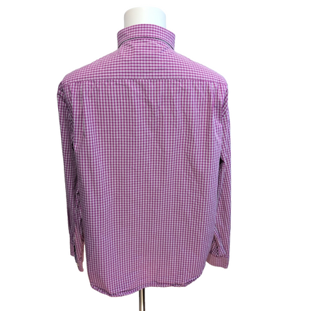 Chemise Nautica XL Rose Fuchsia Carreaux Classic Fit 100% Coton Logo Brodé