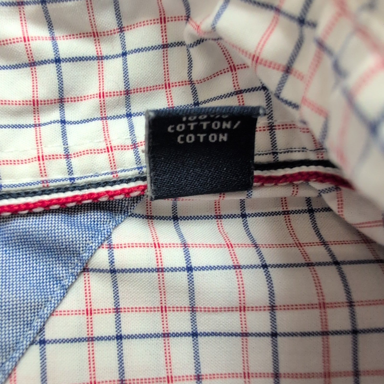 Chemise Tommy Hilfiger Wrinkle Free à Carreaux Bleu Blanc Rouge - Taille M