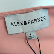 Haut Alex & Parker Femme L Rose Saumon Cache-Cœur Papillons Dorés Neuf