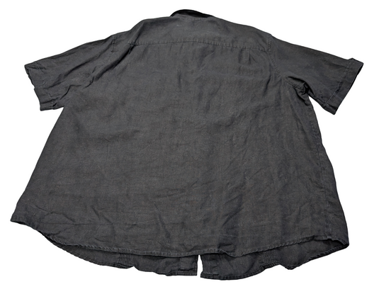 Chemise hawaïenne lin Caribbean noire manches courtes taille XL #711 hawaienne