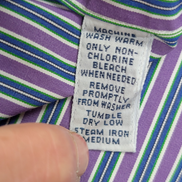 Chemise Polo Ralph Lauren Shirt XL Custom Fit Violet Rayée Logo Vert Button Down