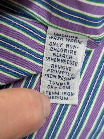 Chemise Polo Ralph Lauren Shirt XL Custom Fit Violet Rayée Logo Vert Button Down