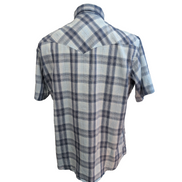 Chemise Wrangler Manches Courtes Bleue Carreaux à Poches Style Western Taille L