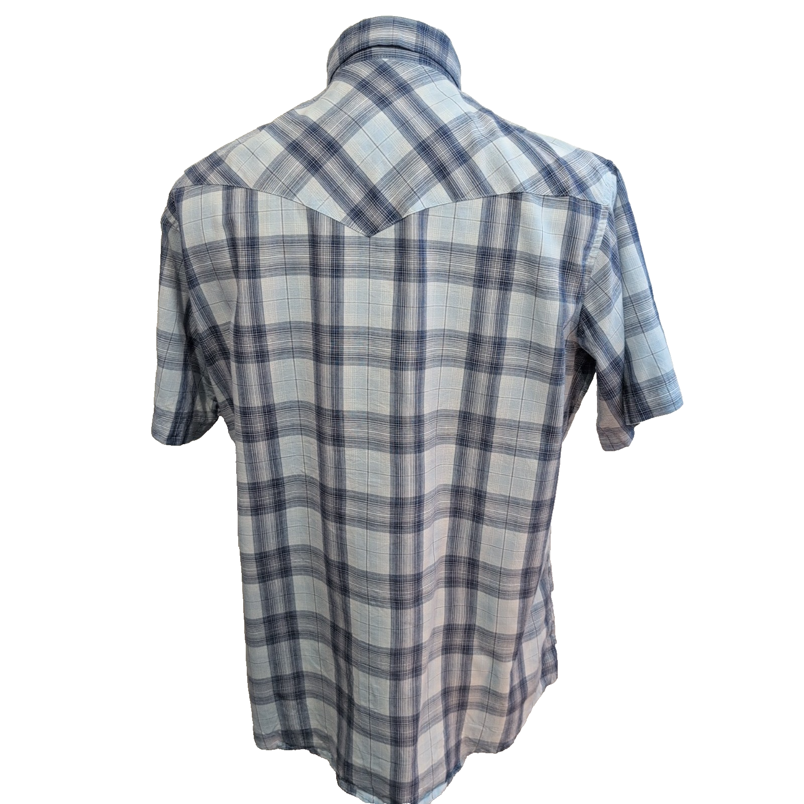 Chemise Wrangler Manches Courtes Bleue Carreaux à Poches Style Western Taille L