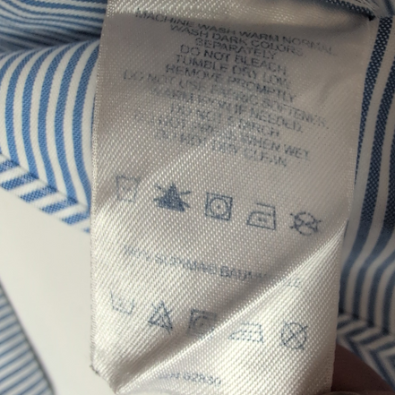 Chemise Lands' End XXL 3XL Supima Oxford Rayures Bleues Poche manches longues