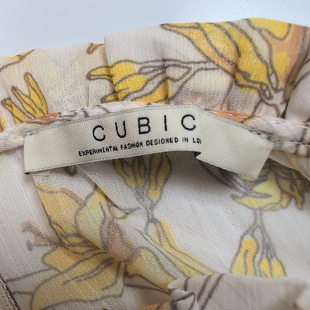 Robe Cubic L Fleurie Jaune Manches Longues Doublée Neuve