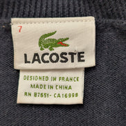 Pull Lacoste XXL Taille 7 bleu marine rayures rouge blanc col V 100% coton