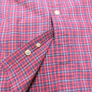 Chemise Nautica vintage manches courtes petits carreaux rose et bleu poche XL