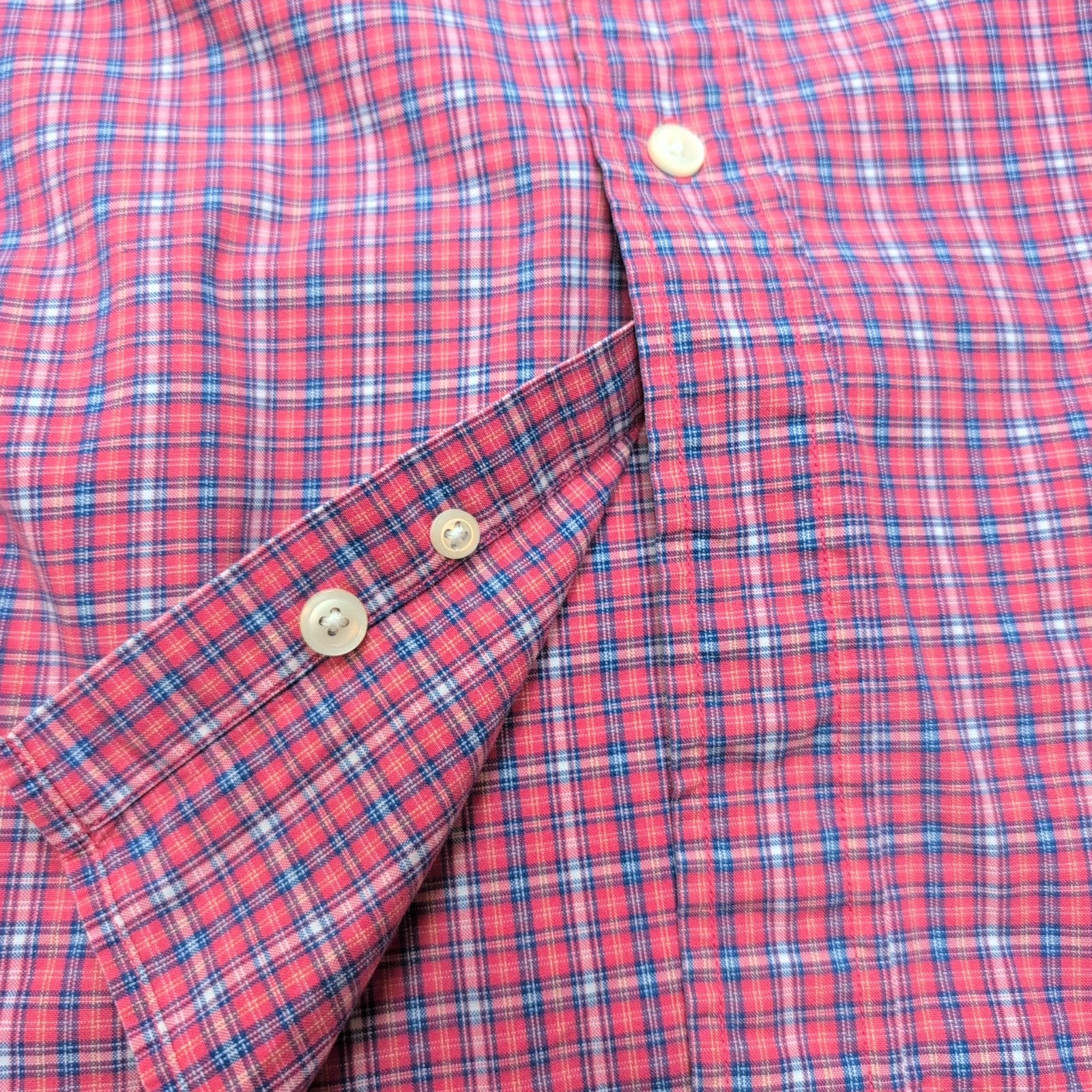 Chemise Nautica vintage manches courtes petits carreaux rose et bleu poche XL