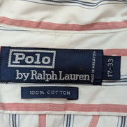 Chemise Polo Ralph Lauren Shirt XL Rayée Rouge Bleu Coton Col Classique