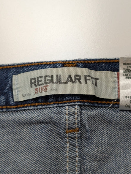 Jean Levi's 505 Regular Fit Vintage Homme W34 L36 Bleu Denim Droit Long