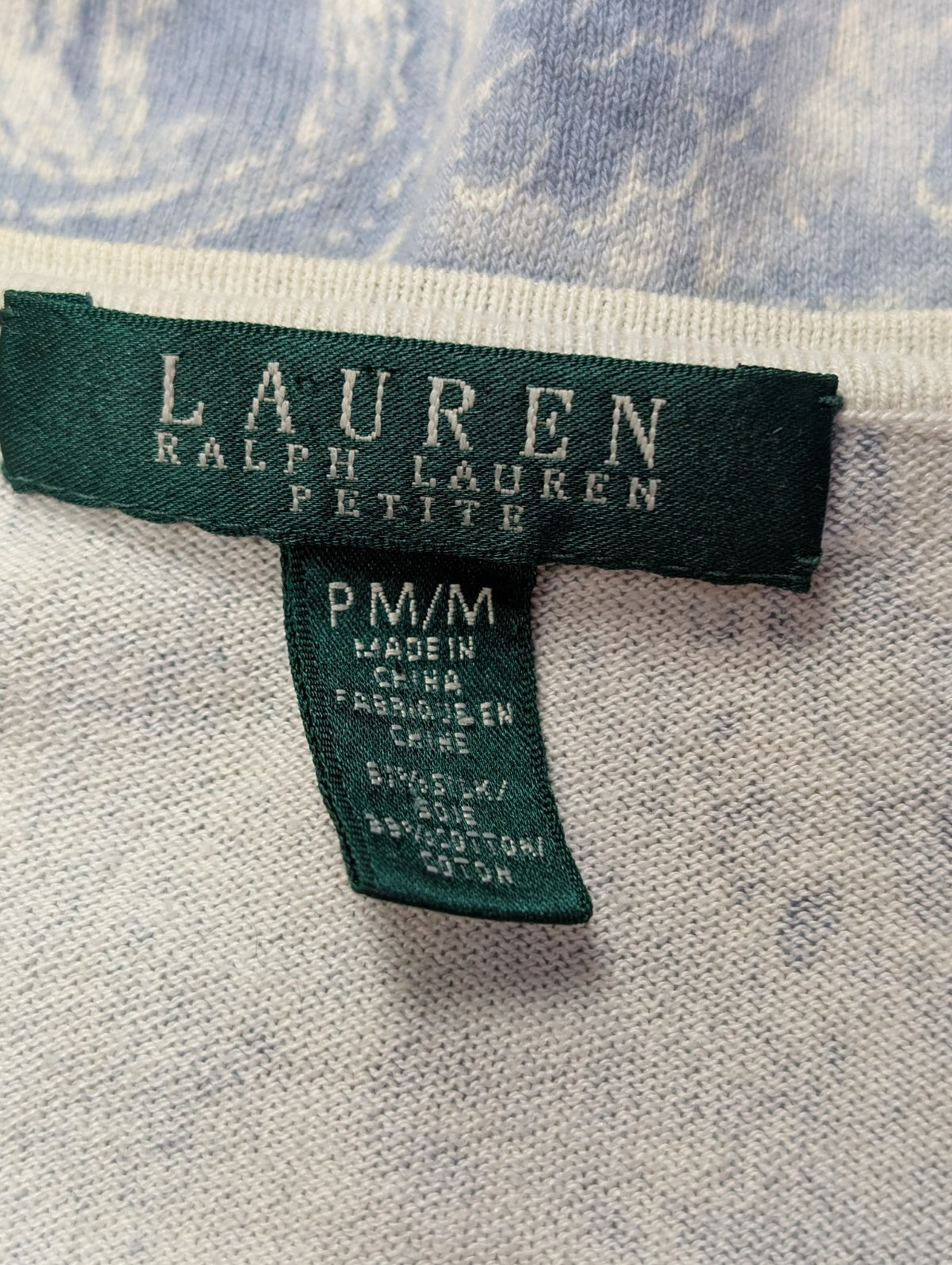Pull femme LAUREN Ralph Lauren Soie Coton M motif cachemire paisley bleu gris