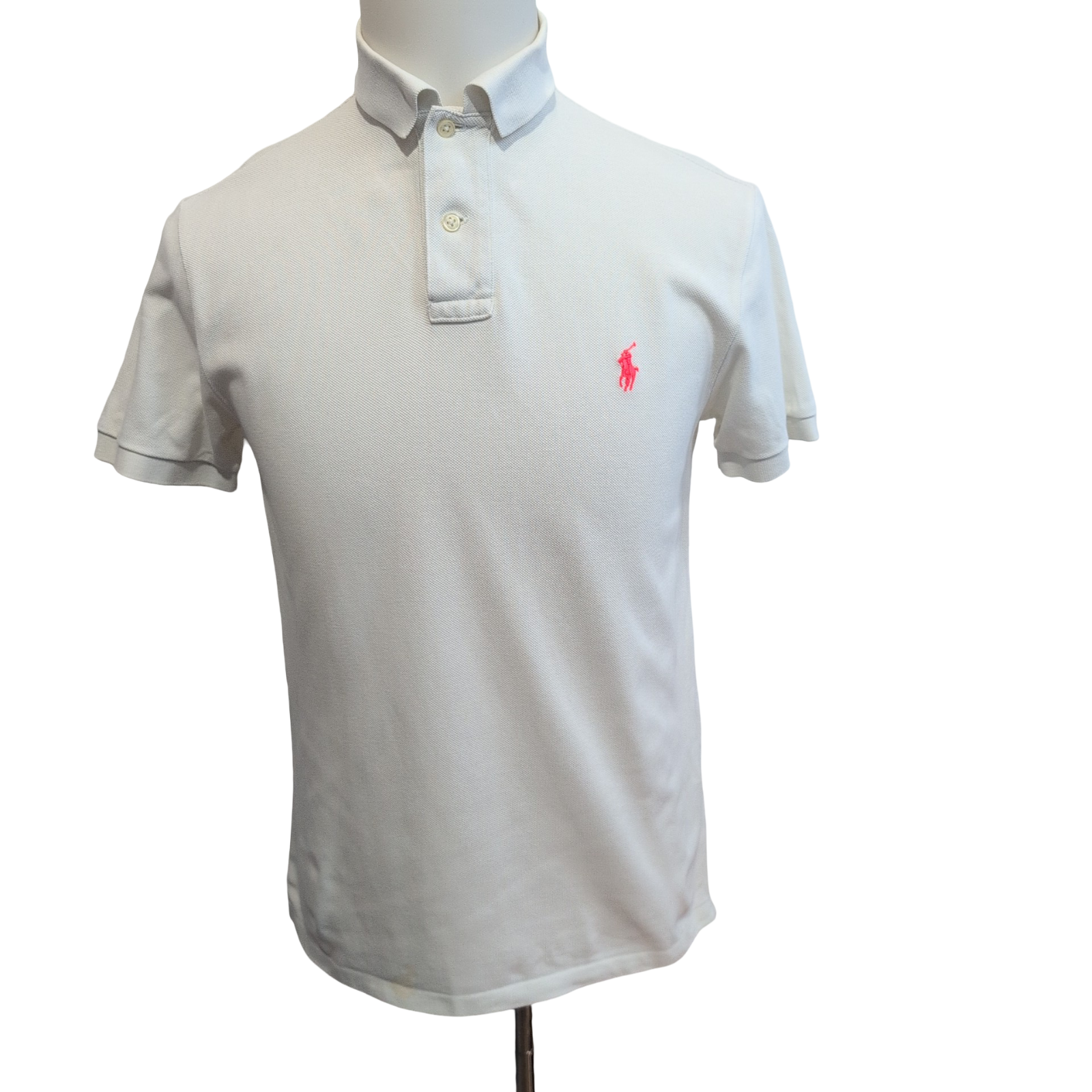 Polo Ralph Lauren Homme S Blanc Logo Fluo Polo Manches Courtes Custom Fit