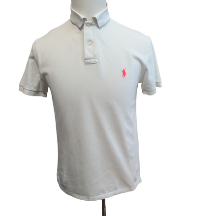 Polo Ralph Lauren Homme S Blanc Logo Fluo Polo Manches Courtes Custom Fit