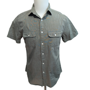 Chemise Express kaki unie S manches courtes coton 2 poches boutonnées