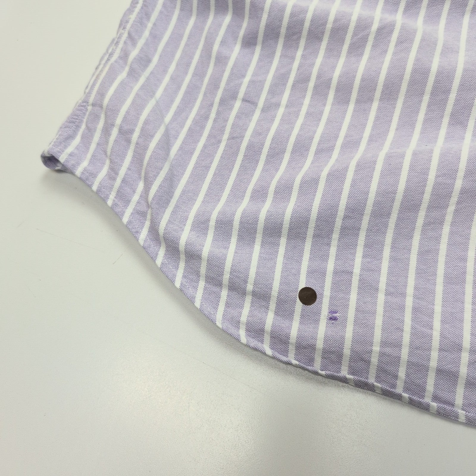 Chemise Ralph Lauren L violet rayures blanc Oxford logo marron coton