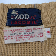 Pull Vintage IZOD Lacoste Enfant 18 (XL) beige rayures bleu acrylique logo brodé