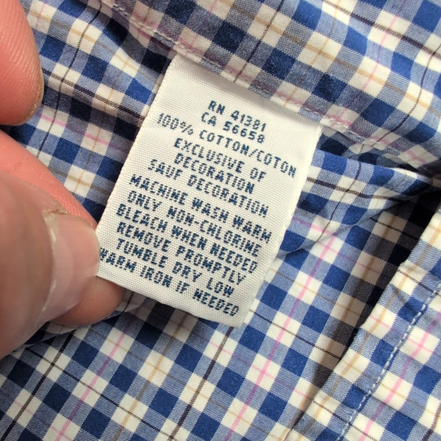 Chemise Ralph Lauren L Bleu Carreaux Logo Rose Coton Manches Longues